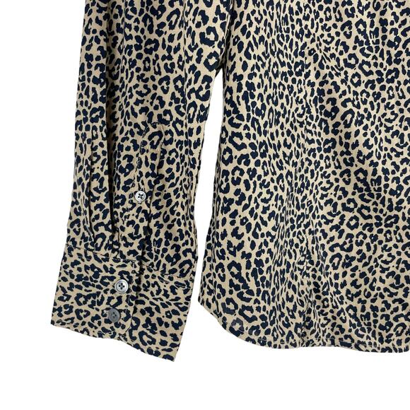 J. Crew Factory Animal Print Cotton Shirt in Signature Fit Blue Size M - Picture 6 of 8